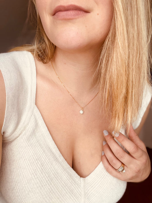 Mini Halo Round Stone Pendant Necklace