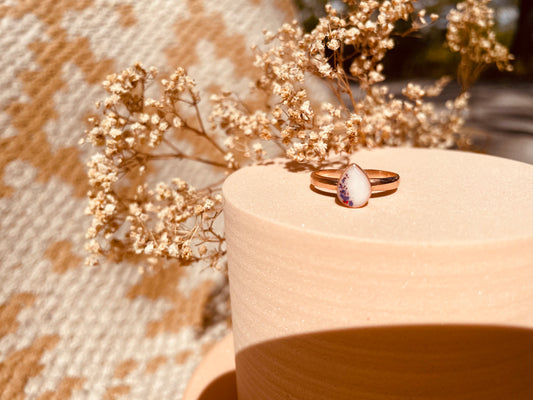 Small Celeste Pear Stone Ring