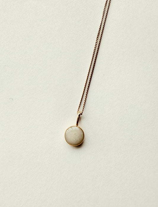 14K Gold Halo Round Pendant Necklace