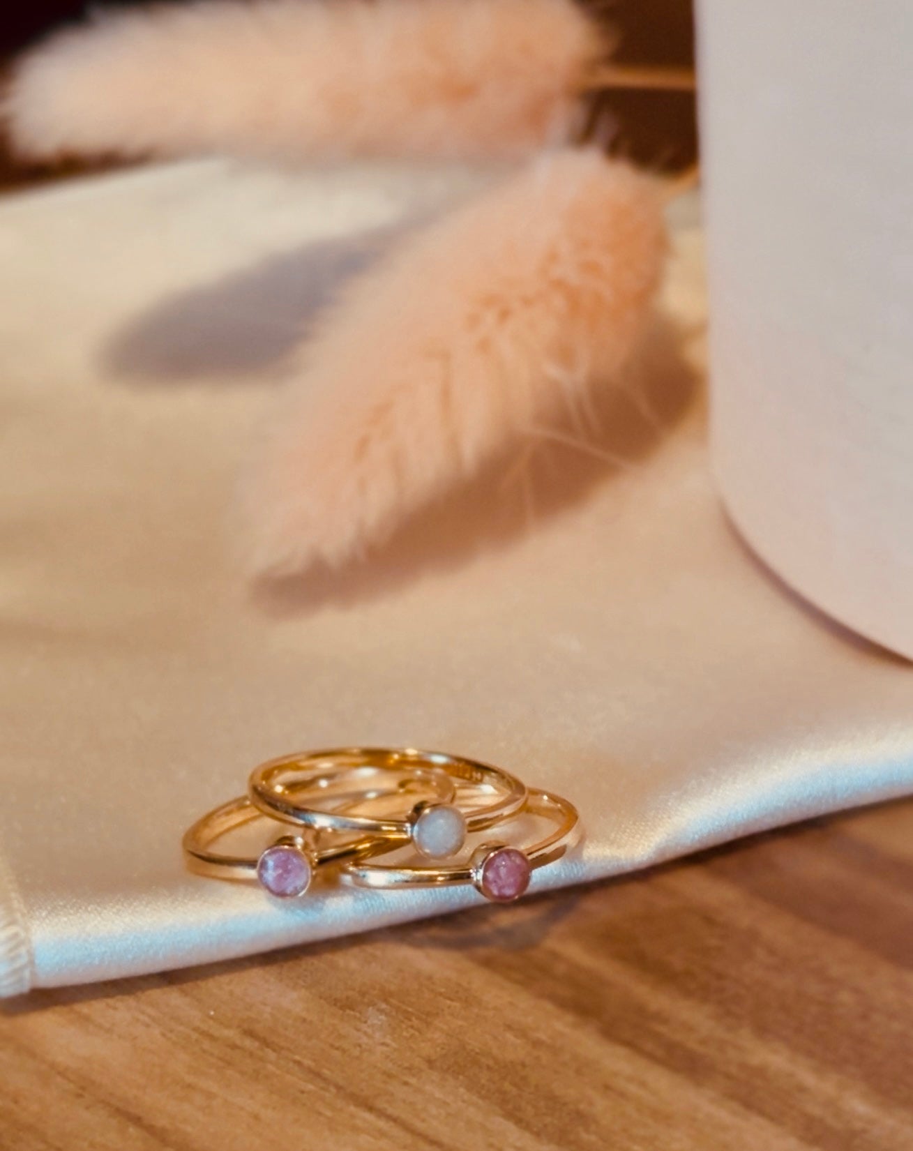 14K Halo Stacking Set