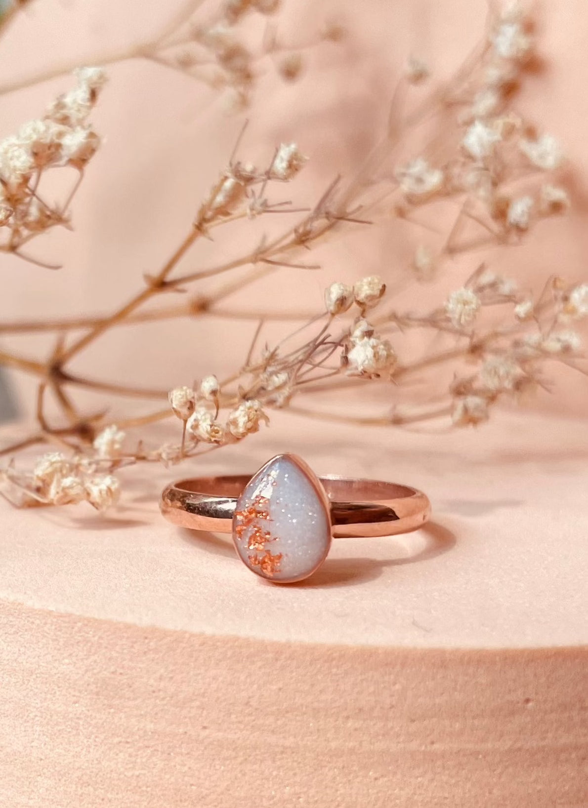 Small Celeste Pear Stone Ring