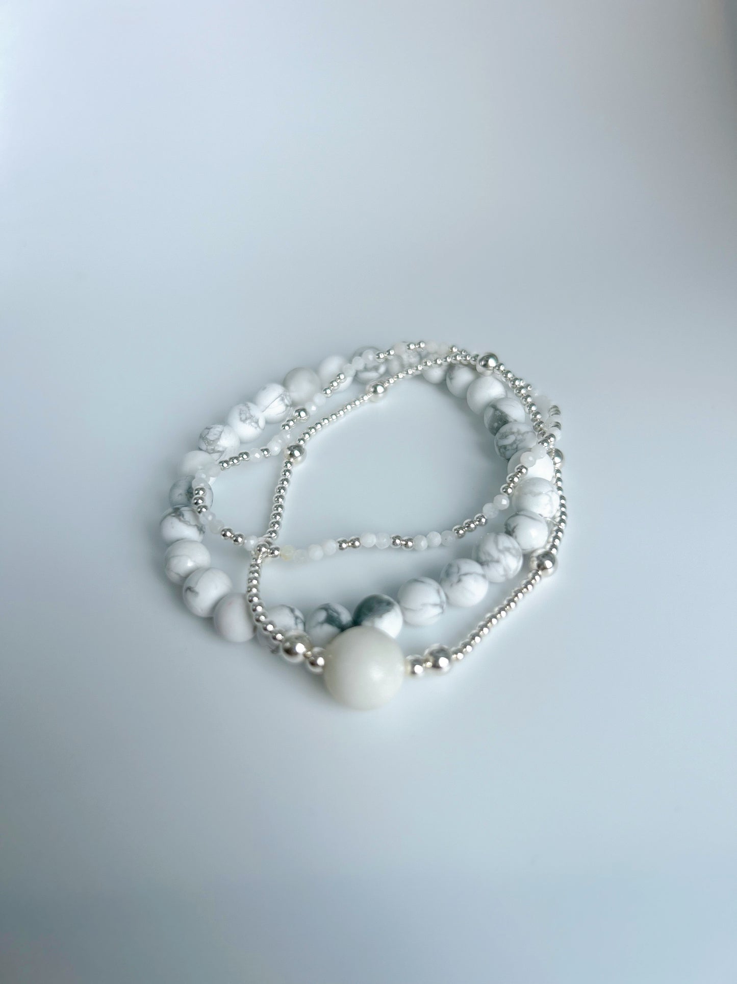 Silver Memory Beaded Gemstone Keepsake Bracelet