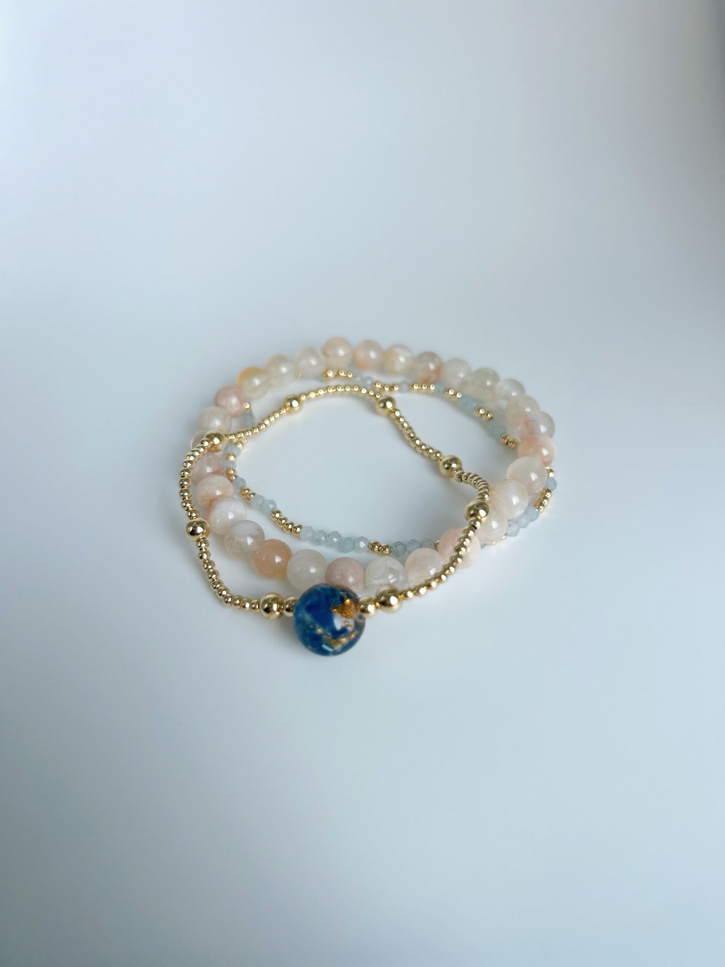 Gold Memory Beaded Gemstone Keepsake Bracelet