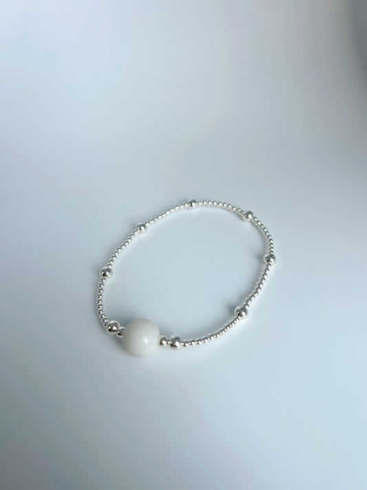 Silver Memory Beaded Gemstone Keepsake Bracelet