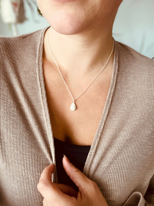 Mini Pear Stone Pendant Necklace